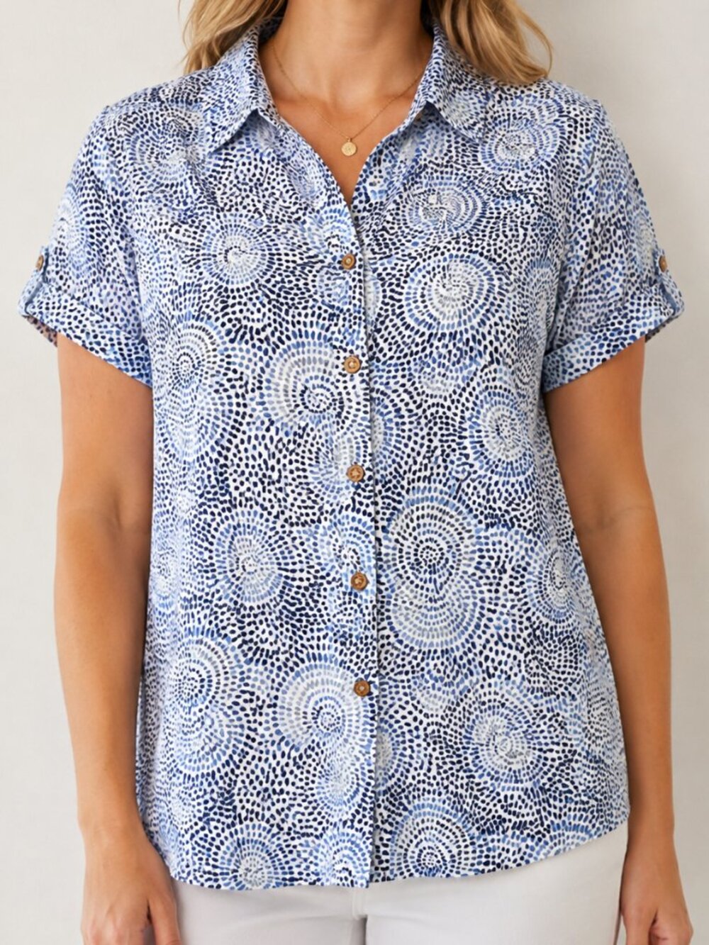 Mountain Warehouse Country to Coast Blue White Abstract Print Button-Up Shirt